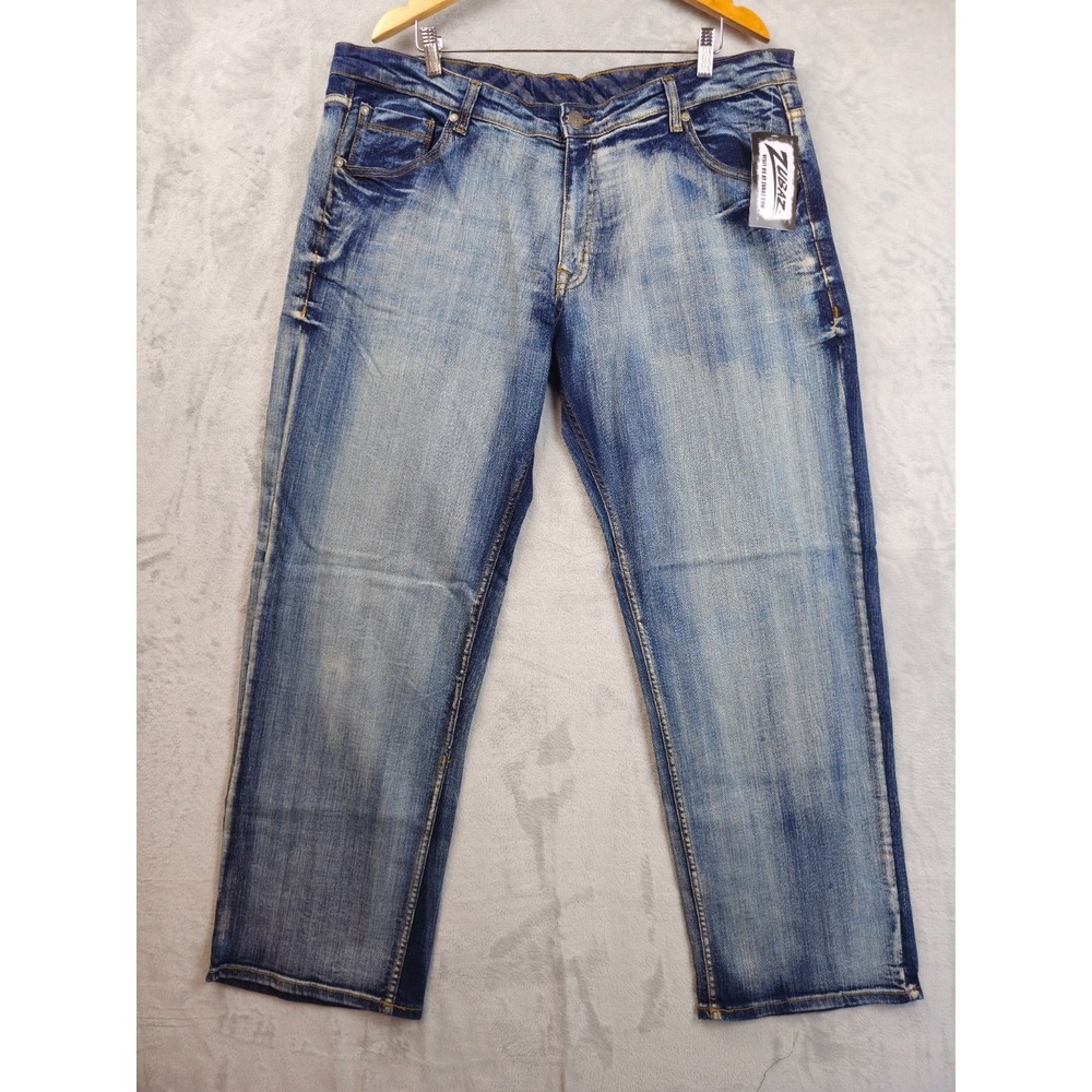Zubaz Jeans Blue Men 42x32 Baggy Relaxed Straight Acid Wash Skater Hip Hop